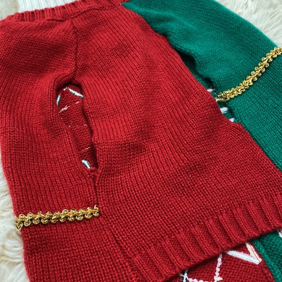 Time for Joy Dog Christmas Sweater 💗 Red Green & Ivory - Picture 12 of 13